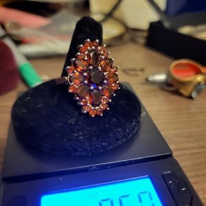 Earings and ring set garnet